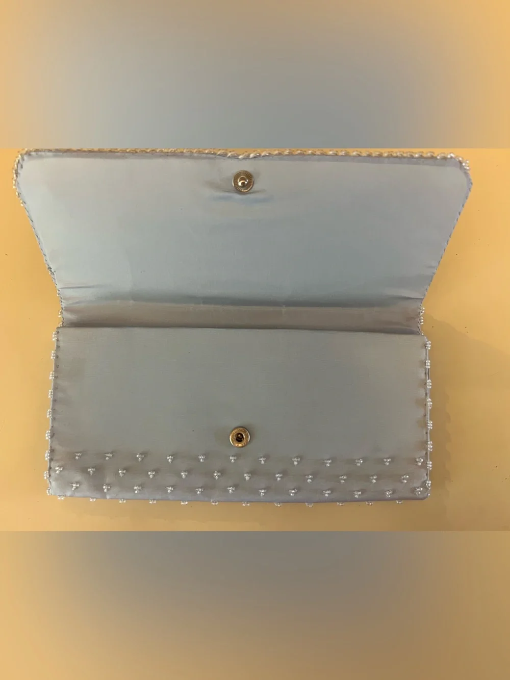 Vintage Richere by Walborg light blue and cream beaded Evening Clutch